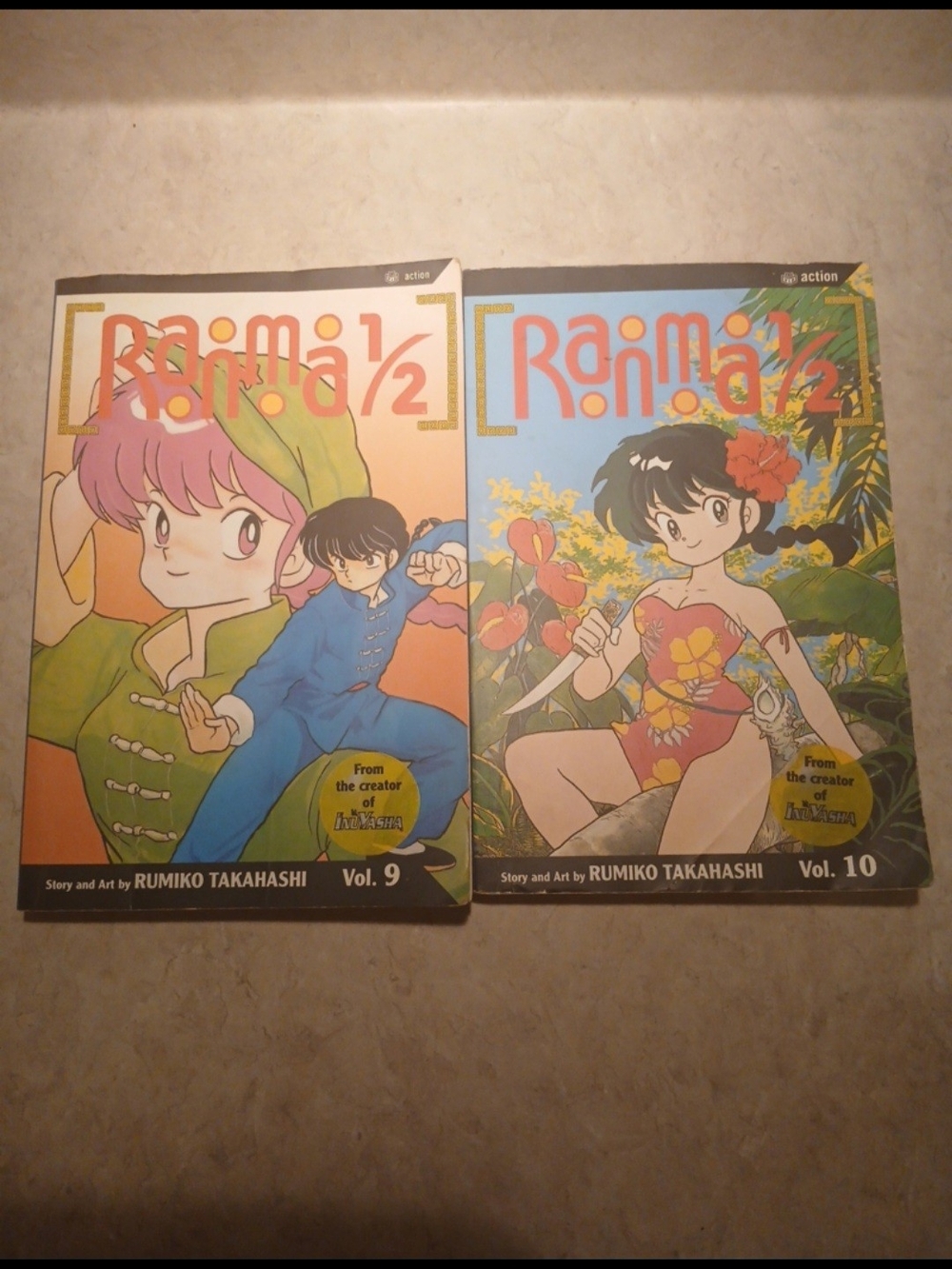 Ranma 1/2 Vols. 9 & 10 Manga Lot - Pink, Green, Blue Covers